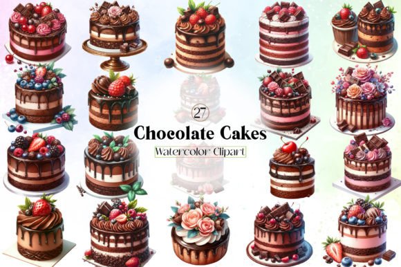 Download Watercolor Chocolate Cakes Clipart - Premium Resources